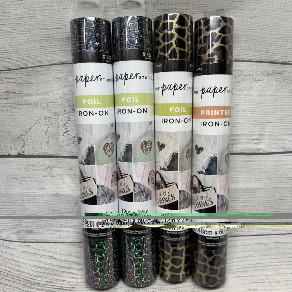 4 Rolls The Paper Studio Foil/Printed Iron-On Vinyl 12"x24"New For Cricut Animal